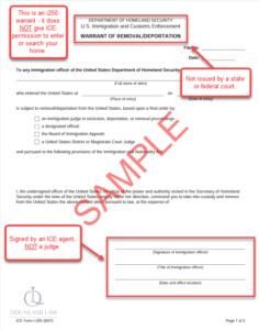 An example i250 ice warrant with identifying features annotated